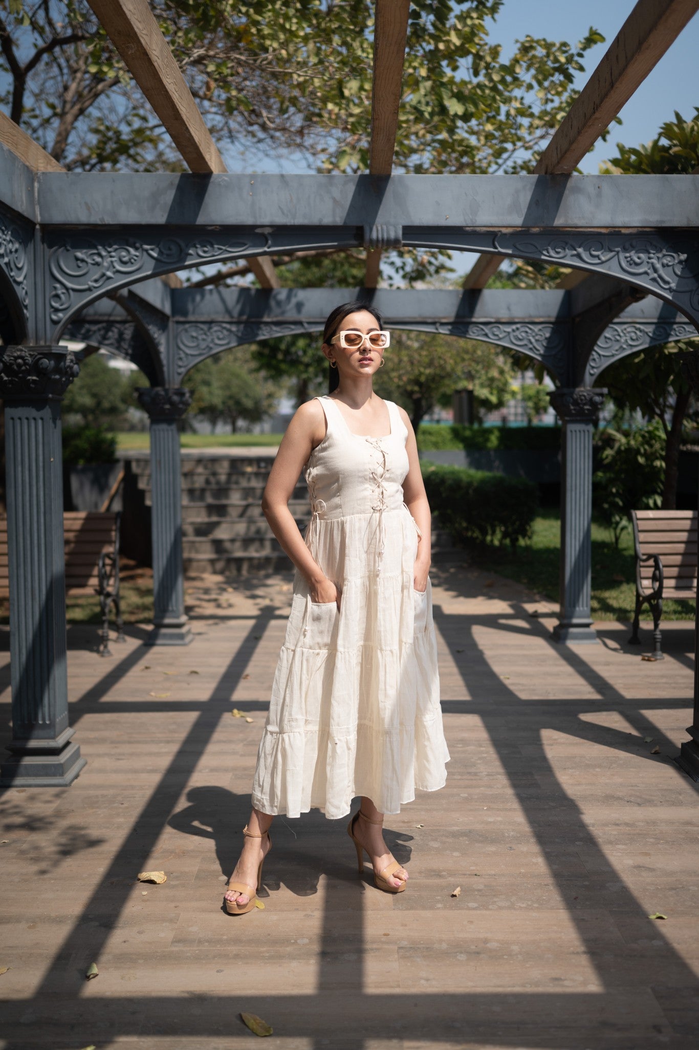 Off White Tiered Dress